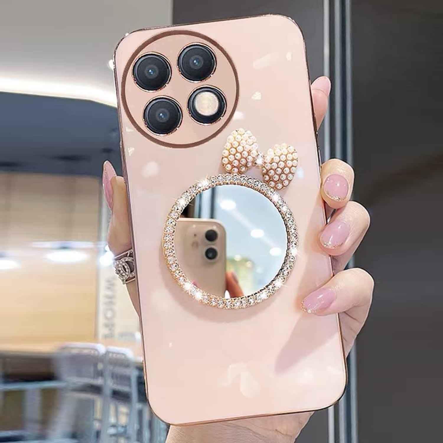 KC Back Cover for Oneplus 11R 5G, Round Bow Mirror Electroplated Soft Silicone Camera Protection Case - Pink (B0C7815CHC) Amazon Price History, Amazon Price Tracker