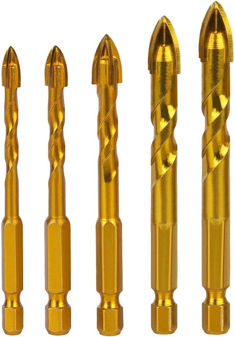 Material Drill Bit Set for Tile,Concrete, Brick, Glass, Plastic and Wood,5 Pcs(5mm.6mm.8mm.10mm.12mm) Tile drill bit Tungsten Carbide Tip Best for Wall Mirror and Ceramic Tile by TLHOME