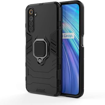 Case for Oppo Realme 6 Case Cover,360 Degree Rotating Ring Holder Kickstand with Magnetic Car Mount Case for Oppo Realme 6 RMX2001 Case Black