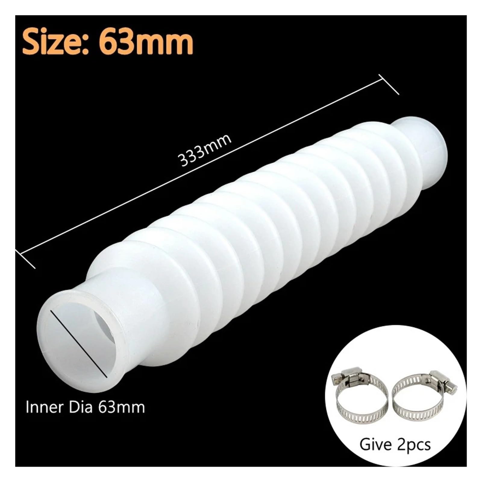 1PC ID 20~110mm Silikon Wellschlauch PVC Rohre Aquarium Aquarium Zubehör Einlass Outlet Gelenke Teleskop Biegen(63mm)