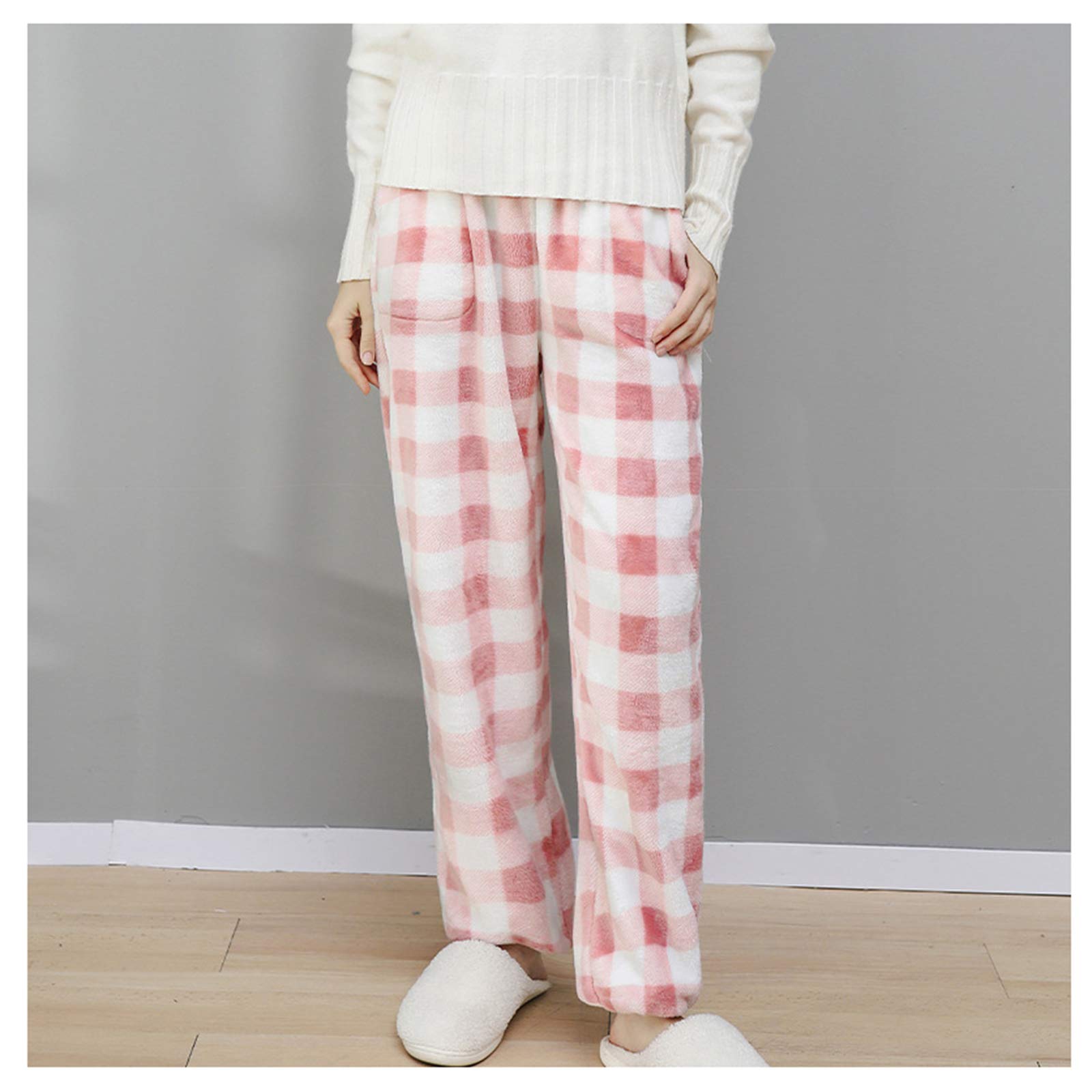 Pyjama en flanelle pour femme rose en taille L : ensemble homewear thermique de couleur unie