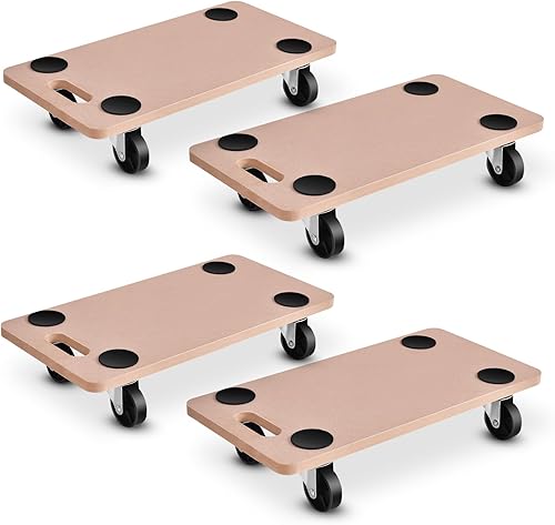 ERGOMASTER Dolly móvil para muebles con 4 ruedas, rodante de madera resistente, soporta de forma segura 500 libras, transportador multifuncional