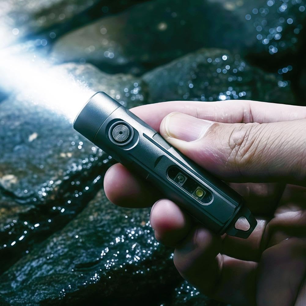 Titanium Keychain Flashlight, Rechargeable Magnetic Keychain Light with 10 Light Modes Across 5 Colors, Waterproof Pocket Rechargeable EDC Flashlight for Camping Car Travel