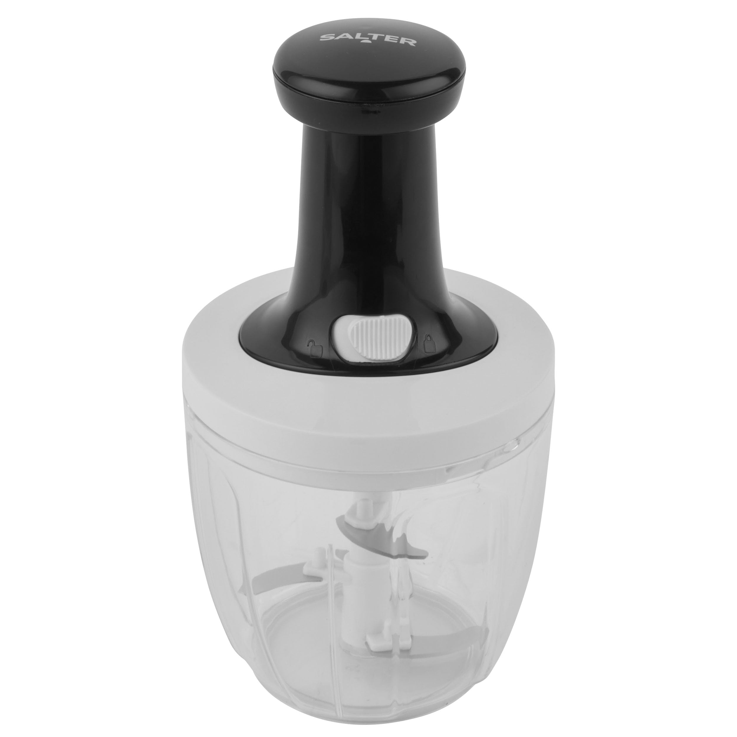 Salter White Bw12923eu7 Press Chopper – Manual Hand Dicer For Onion, Pepper, Mincer Food Processor, Garlic, Ginger, Herbs, Chillies, Stainless Steel Blade, Non-Slip, Compact Storage, Easy To Clean