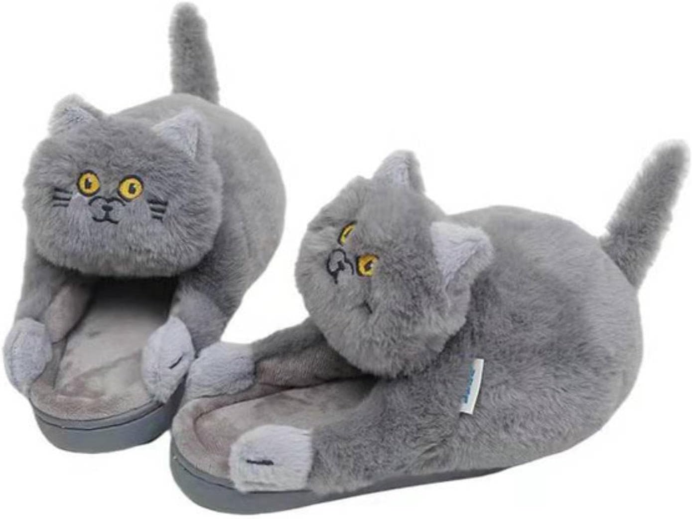 SUYGGCKSlippers Cuddly Hug Cat Slippers Women Men Winter Home Kawaii Floor Shoes Furry Slippers Girl White Mules Funny Slippers