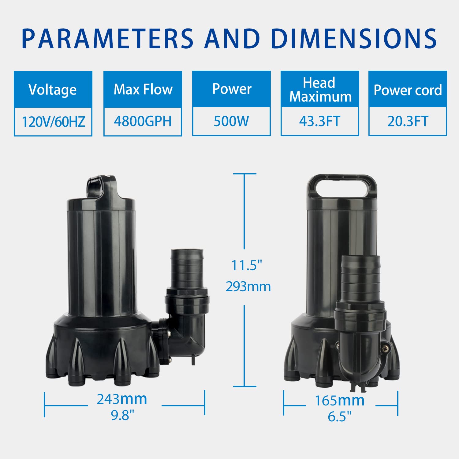 Submersible Water Pump 13200 GPH Non-Submersible Pump, High Head