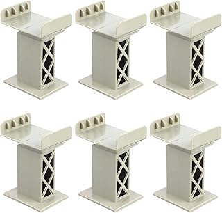 Ioffersuper 6 Pcs Train Bridge Pier Track Railway Accessories Multi Level Support Risers High Level Blocks Compatible All Major Brands, Grey Upgraded Version