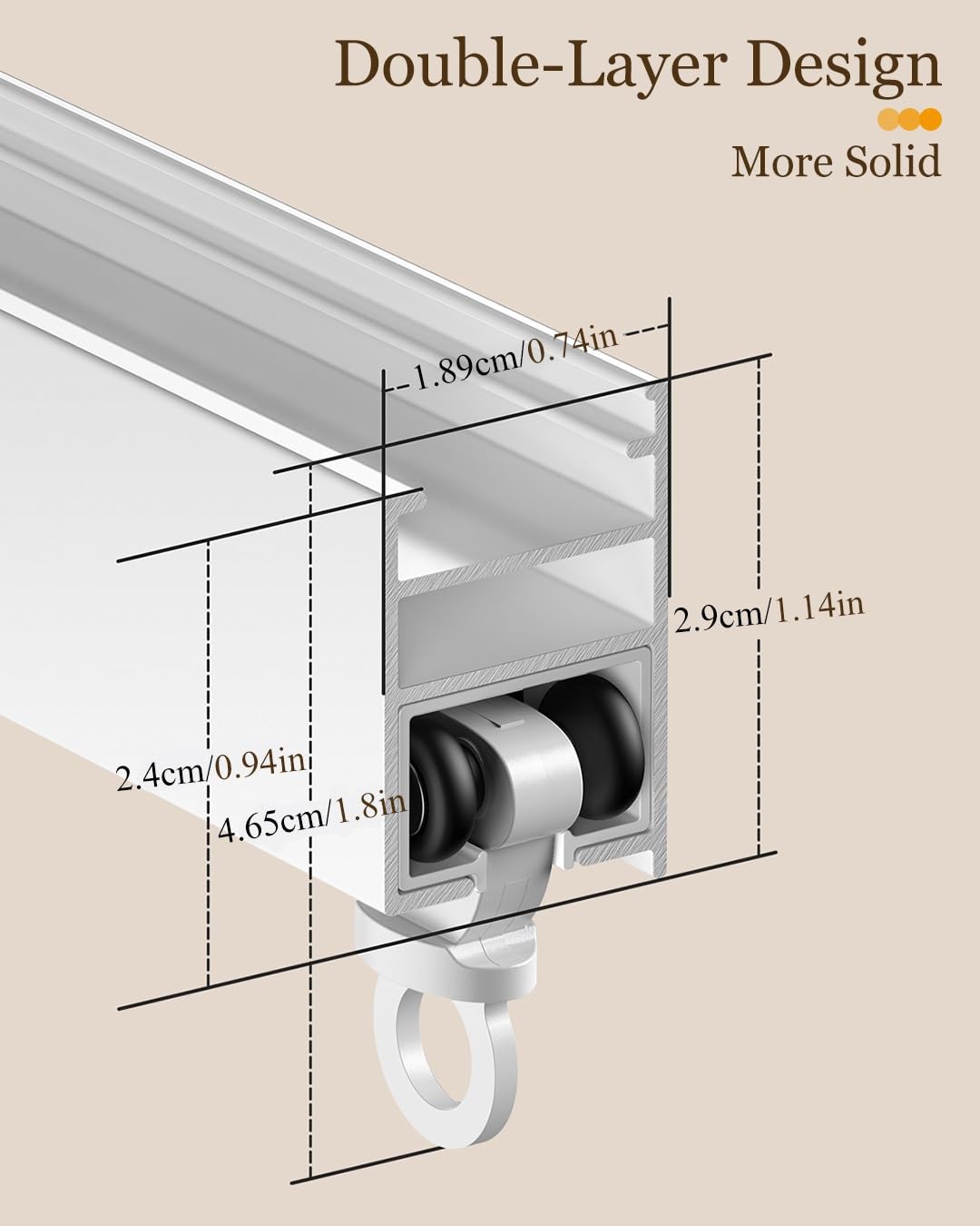 Regulowany aluminiowy karnisz 50600 cm (1,619,8 ft) szyna sufitowa/ścienna do sypialni, prywatność, ścianka działowa, biała, zawiera 2 x 95 cm separatory