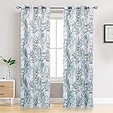 ZHUFUREN Blackout Curtains 2 Panels 52x84 Bamboo Leaves Print Curtains Thermal Insulated Grommets Drapes for Bedroom