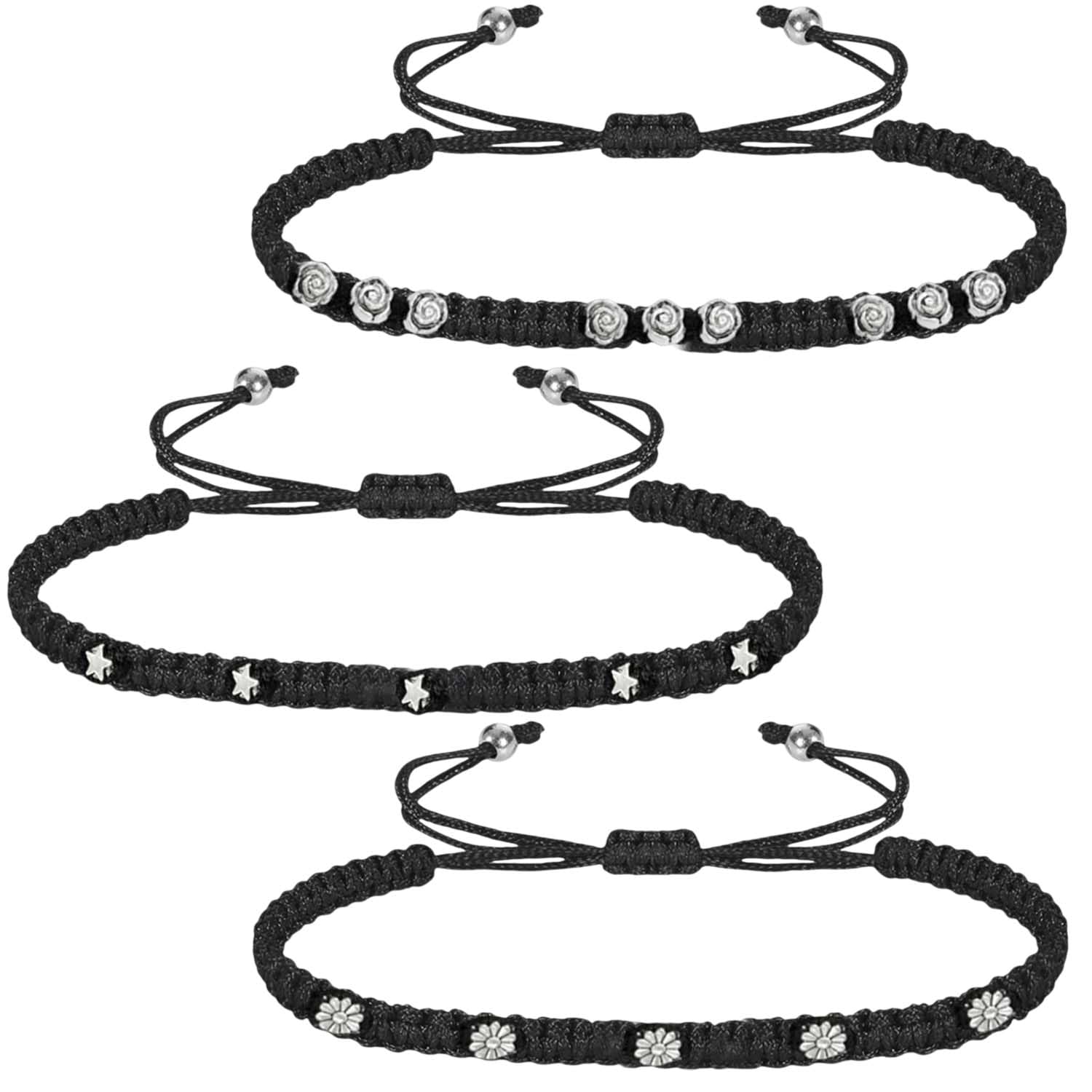 vama FASHIONS Adjustable Handmade Black Thread Anklet Kala Dhaga Oxidized Silver Charms Ankle Anklets Foot Jewelry for Women & Girls - 3 Pcs-picture-47
