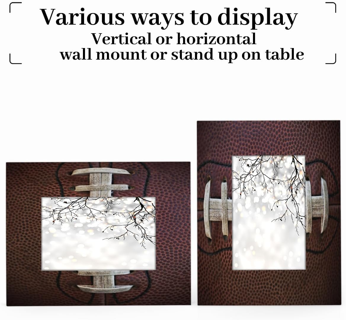 5x7 Picture Frame Vintage Football Lace Home Gallery Wall Tabletop Decor with Stand Hanging Hook for Photos Certificate Poster Collage Display-American Football Frame
