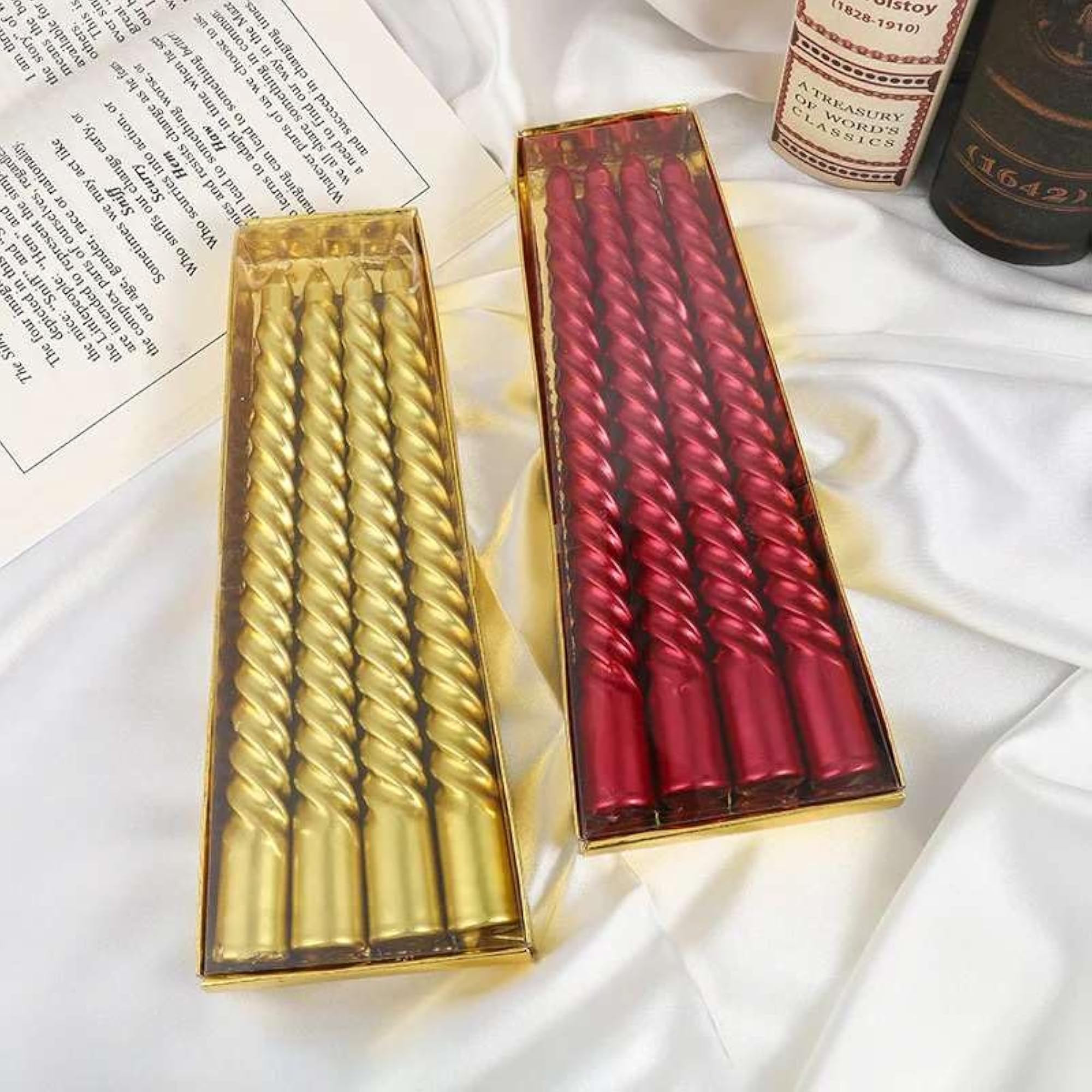 Elegant Gold, Silver & White Decorative Candles for Home Décor