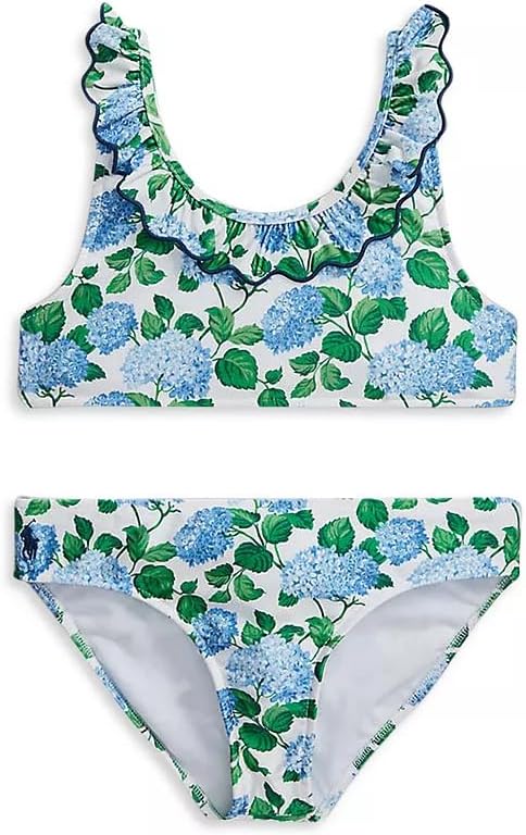 Big Girls Floral Top & Bottom Bikini Set Swimsuit 8 Multi
