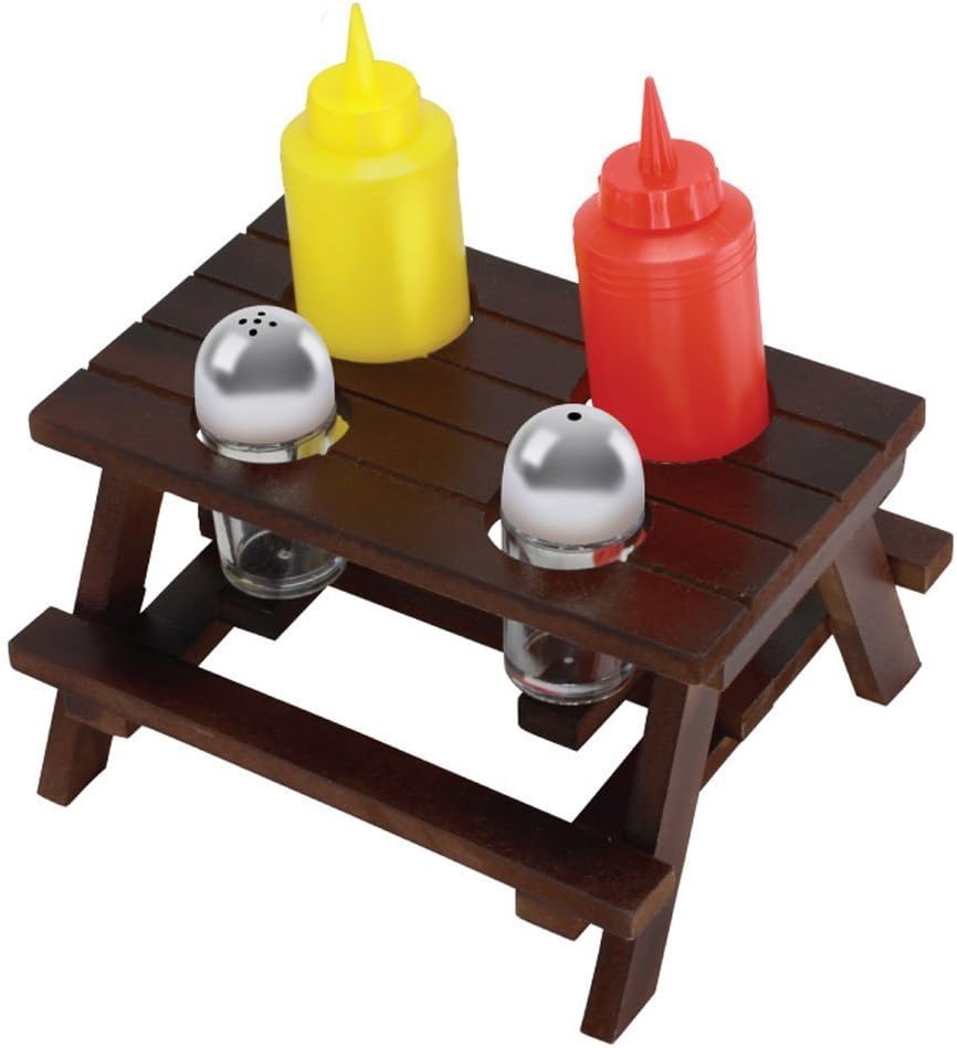 Summer Sizzle Picnic Table Condiment Set for Ketchup and Mustard