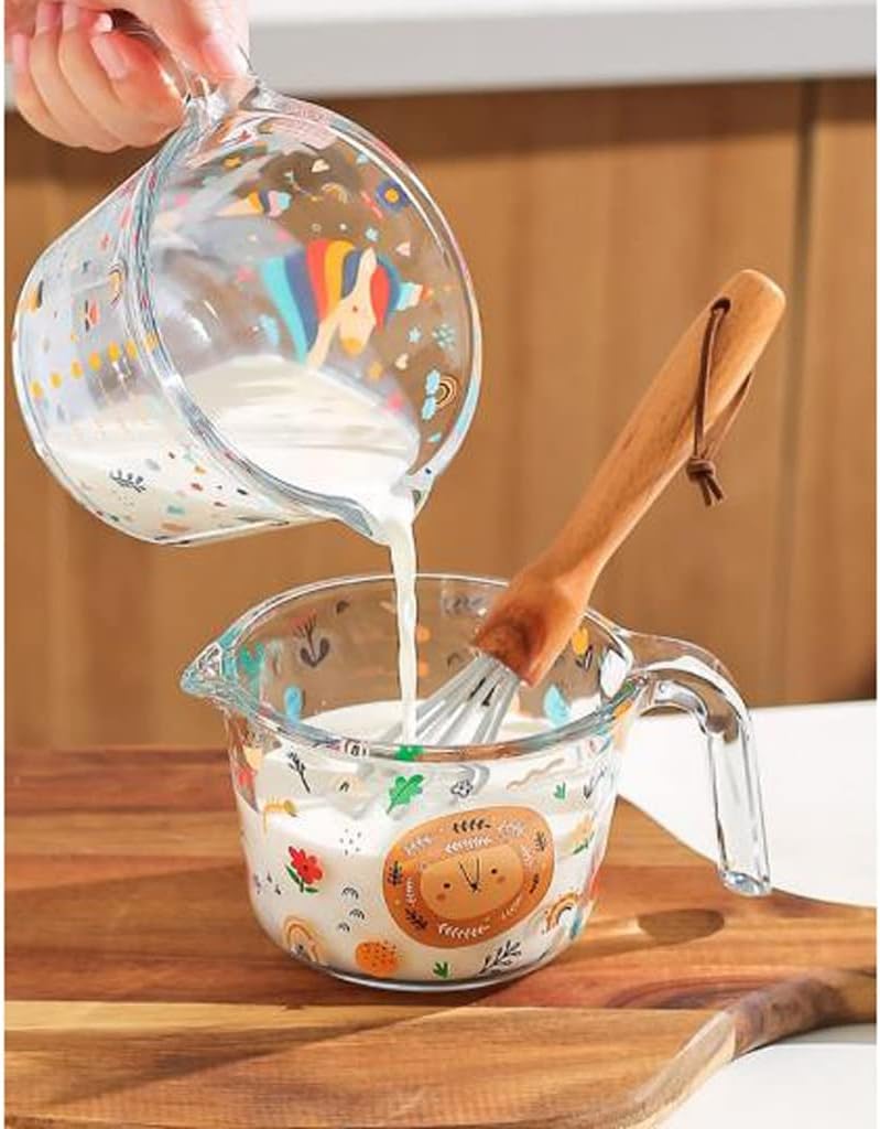 Glass Measuring Cup With Scale Milk Cup High Temperature Resistant Household Kitchen Baking Beaten Egg Cup Measuring Water Cup (Color : D, Size : 500ML)
