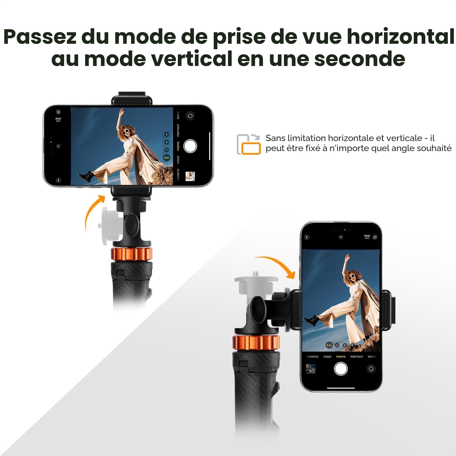 Trépied Smartphone MS27 175cm, Perche a Selfie avec Télécommande, 2 in 1 Trépied pour Appareil Photo et Caméras de Sport avec vis 1/4", pour DJI Osmo Pocket 3, Pocket 4, insta360 X5 X4, GoPro