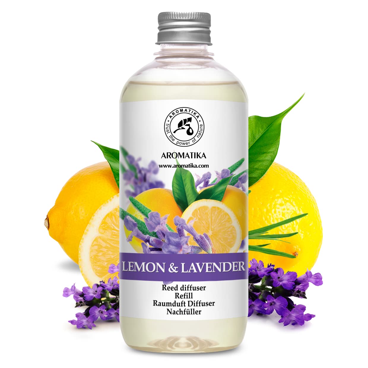 Recharge Diffuseur de Parfum Citron-Lavande 500ml - Diffuseur d'Ambiance avec Huile Essentielle - Aromathérapie - Parfum de Ambiance - Parfum Frais et de Longue Durée - Assainisseur de Air
