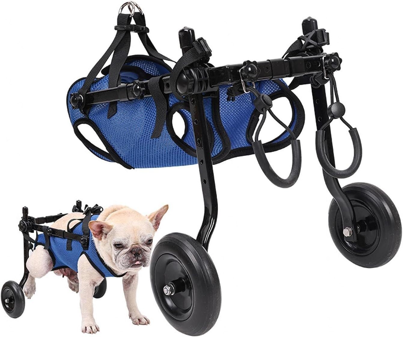Silla de ruedas ligera para perros, carro para mascotas ajustable para patas traseras, carro de ayuda a la movilidad del perro con ruedas para cachorros lesionados con 5-8KG (M)