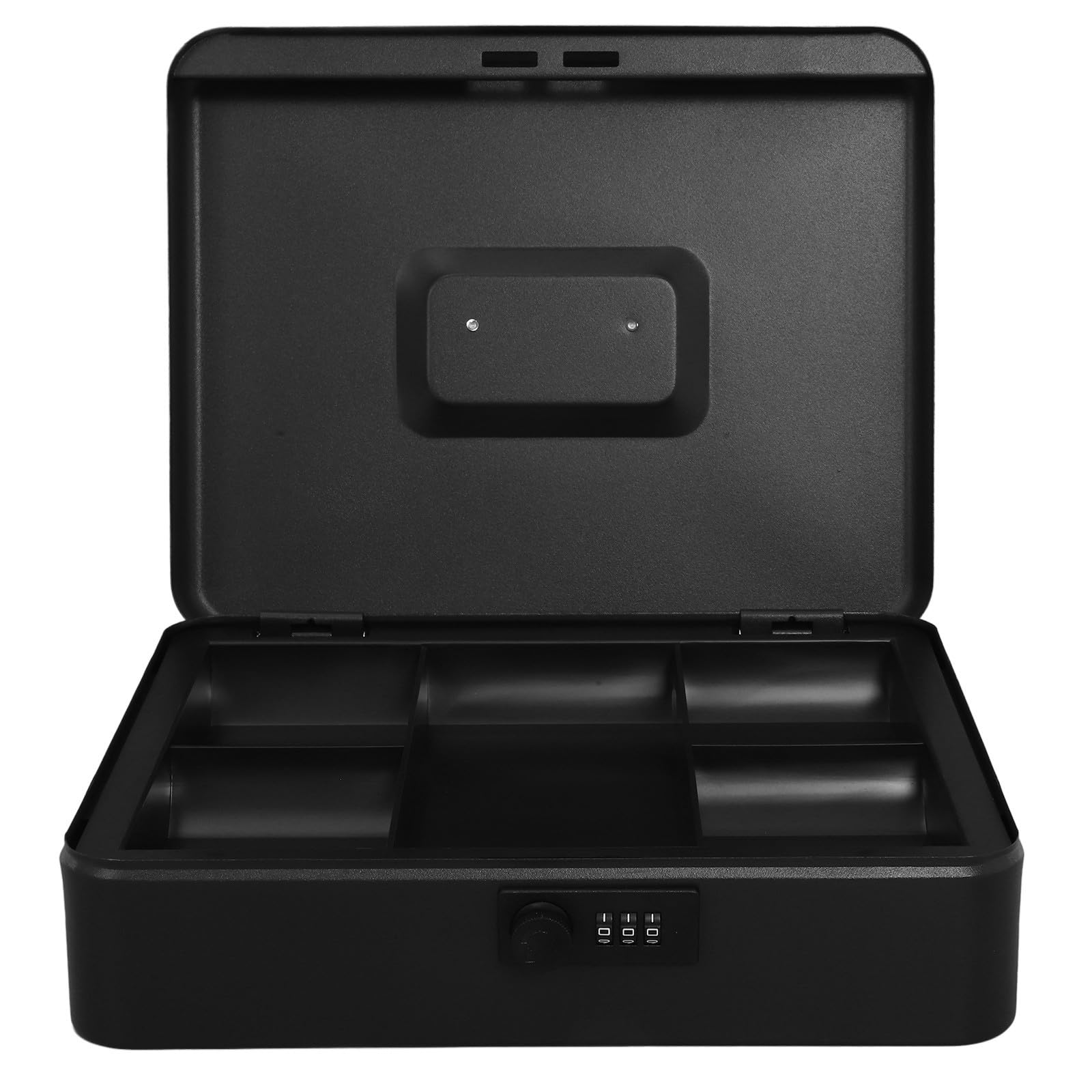 TOYANDONA Caja de Dinero Cerradura y Gran Capacidad de Hierro Negro, Almacenamiento Seguro y Duradero Adecuado para Oficina y Hogar