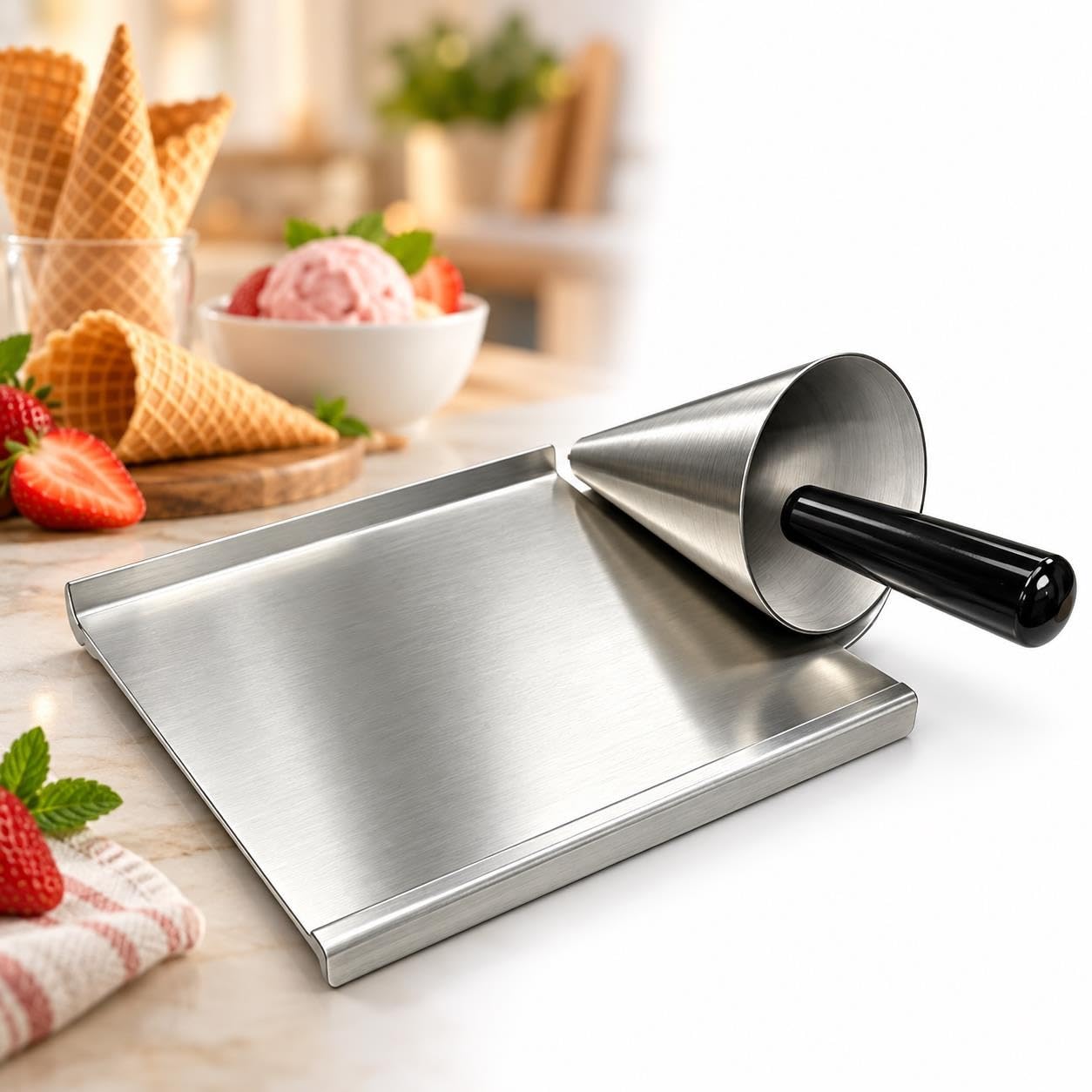Moldeador De Conos De Helado, Fabricante De Conos Enrollables A Mano