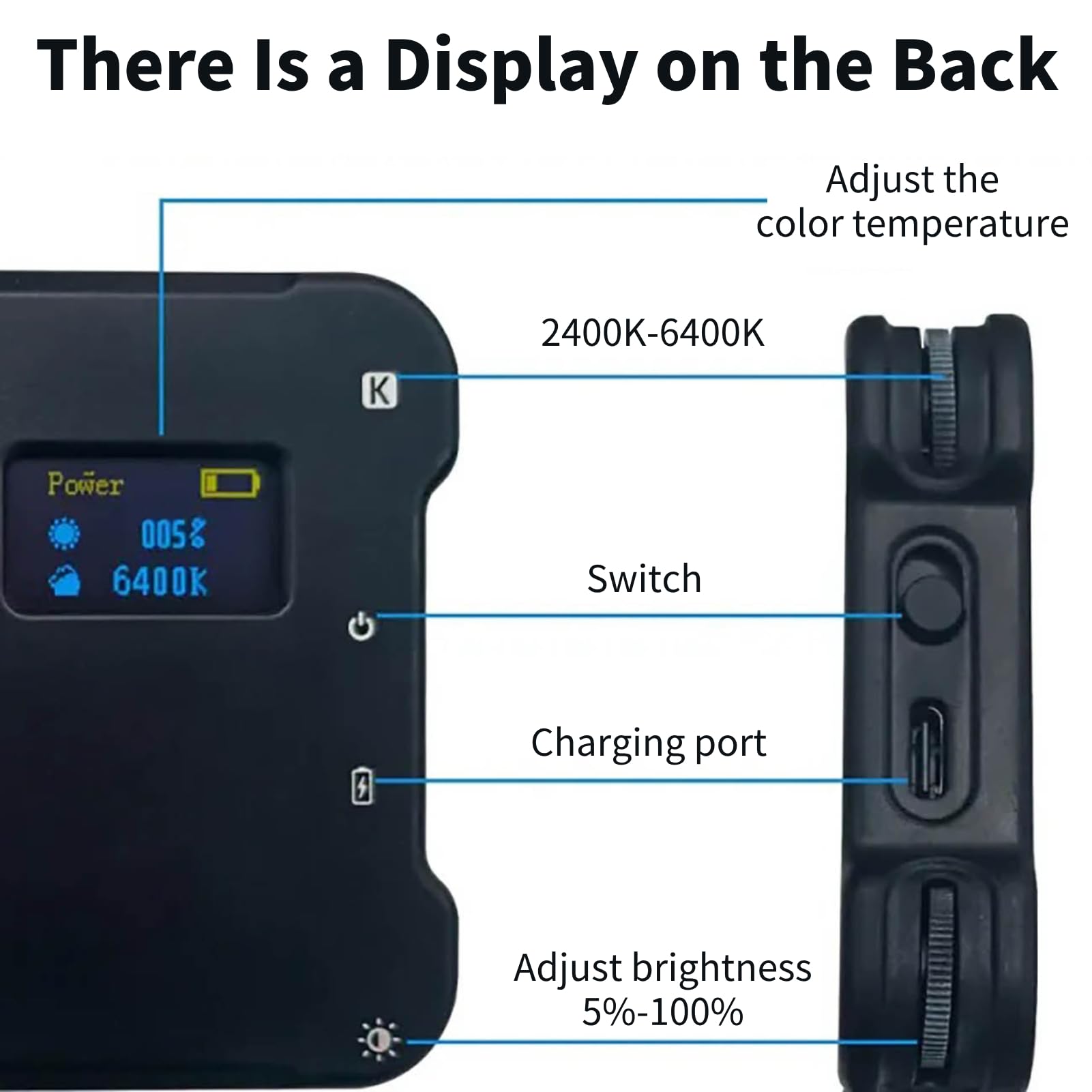Clip Fill Light con Lente Polarizador CPL, Brillo Ajustable Eliminando Reflejos Luz de Video Fotográfica para Smartphones y Cámaras, Portátil Batería 3100mAh Pantalla OLED
