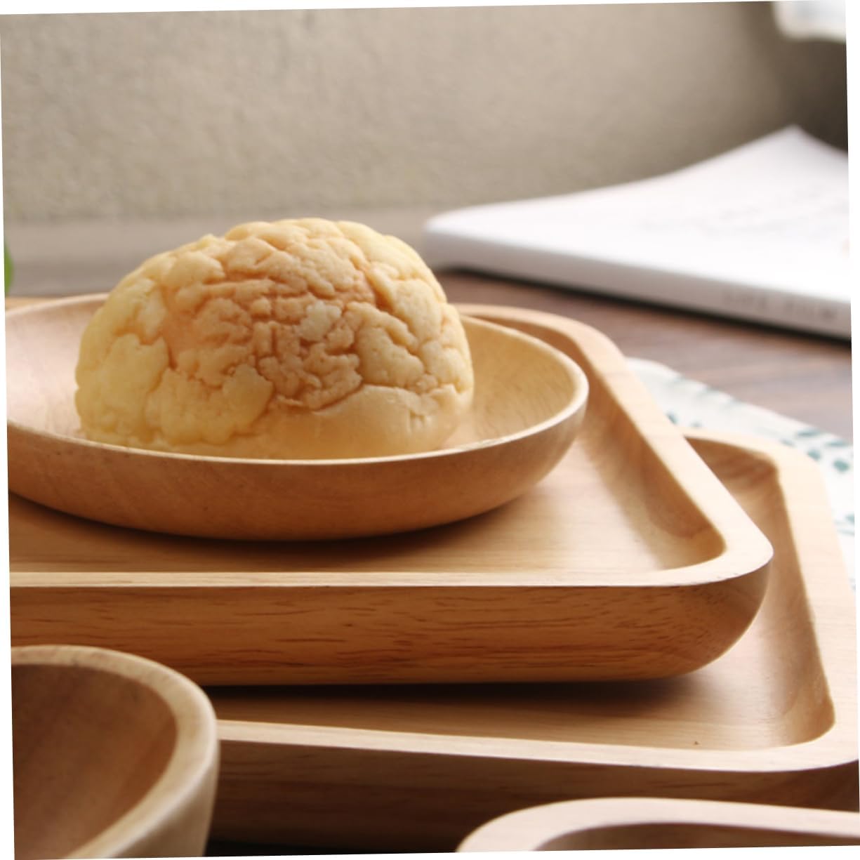 3Pcs round Wood Dipping Plates, Mini Condiment Bowls for Seasonings