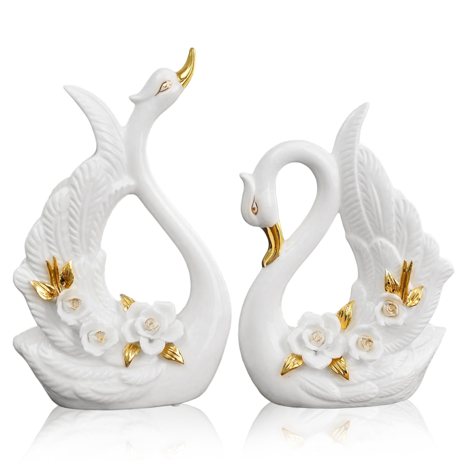 Figurine de cygne en couple pour décoration de table de mariage et salon