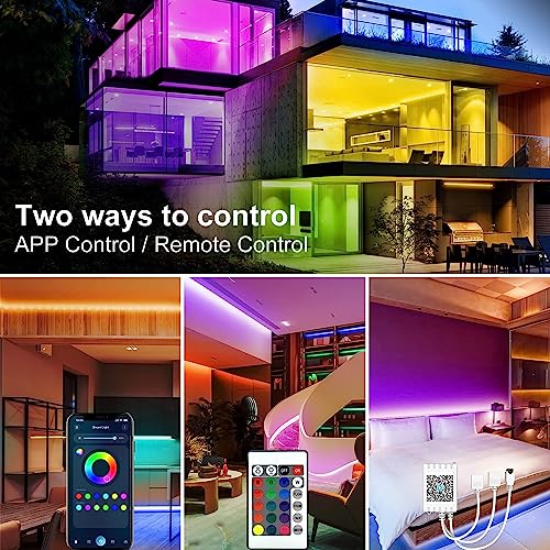 Image of DAYBETTER LED Strip Lights 200ft 2 Rolls 100ft, RGB Color Changing Light Strips with Remote & 24V Power Supply, Indoor Decor Lights for Bedroom Desk Room, Birthday Gifts for Girls Boys (Pack of 2)