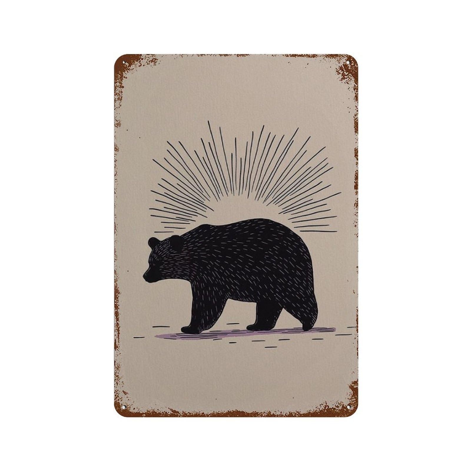 xiaoxiaoshen Minimal Bear Forest Pink Woodland Modern Animal Wall Decor Art Metal Tin Poster Modern Home Decor Art Home Bar Shop Decorations Vintage Sign 30x20cm