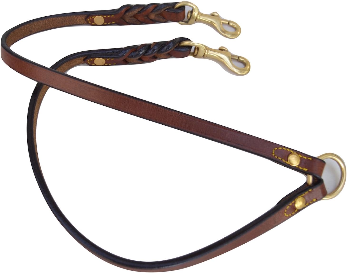 Leather Braided Coupler Dog Leash, Brown - Perfect for Walking Two Dogs with One Lead