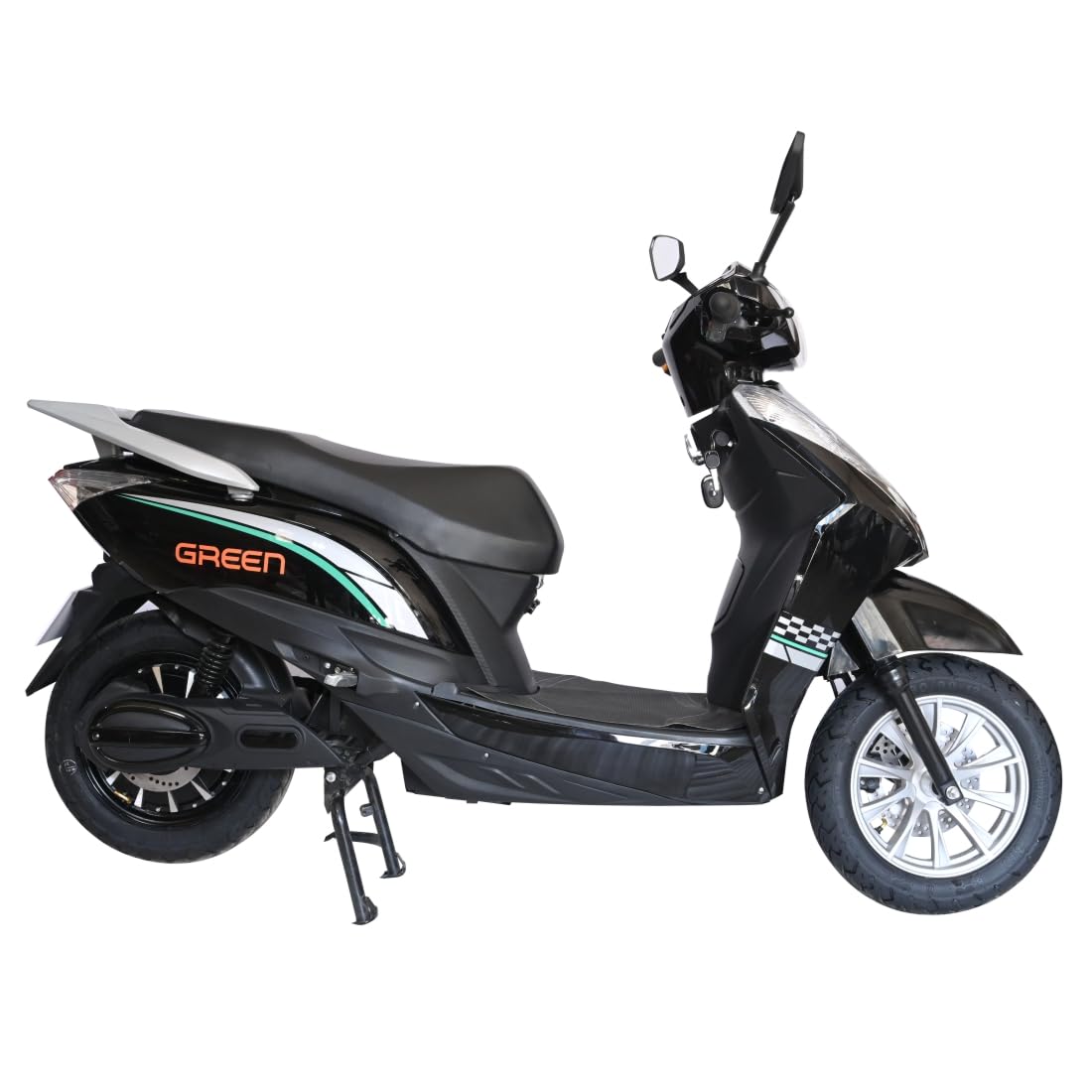 Green Elaan Low Speed Electric Scooter Non RTO 60KM Range Black with Portable Charger-image-46