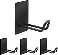 Vista 1 de Adhesive Hooks,Stainless Steel Towel Hook,Sticky Hanger for Kitchen and Door,Bathroom Wall Hooks for Hanging Towel Robe Hat Coat Key, 4Packs (Black)