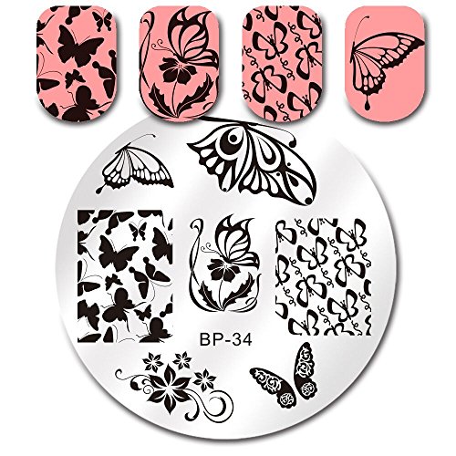 Born Pretty Nail Art Stamp Template Image Plate Romantic Butterfly Patterns BP34