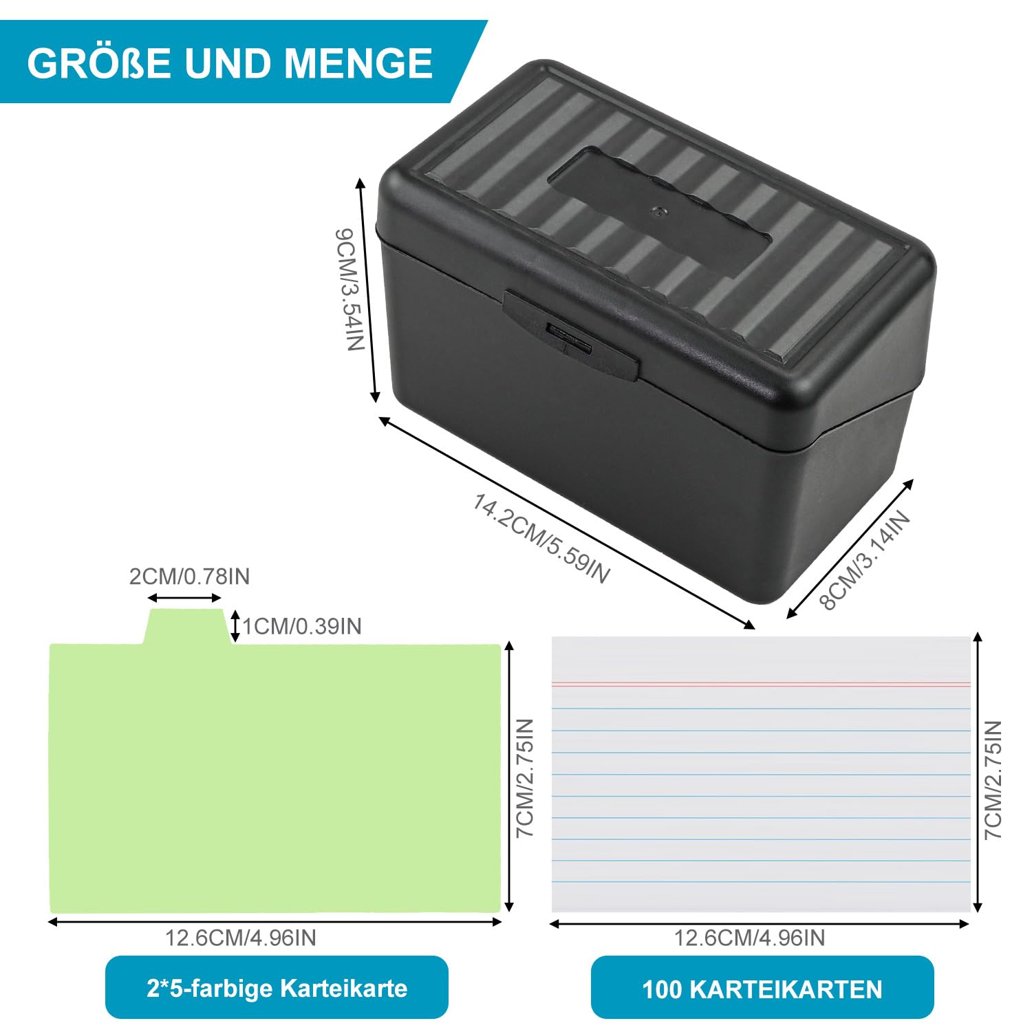 QUOTRE Boîte à Cartes Magnétique – 2200+ Cartes, 8 Séparateurs, Tiroir à Dés – TCG, Sport, Magic