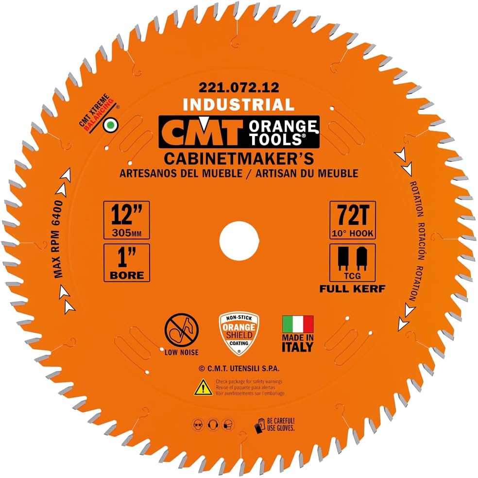 CMT 221.072.12 12-Inch Diameter 72 Teeth 1-Inch Bore Compound Miter and Radial Saw Blade