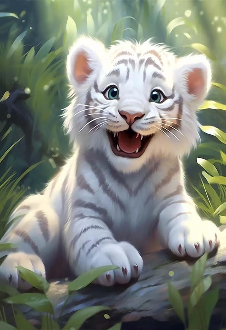 5D DIY Diamante Art Pintura kit Completo, Diamond Painting Adultos Niños Rhinestone Bordado de Punto de Cruz Artes Pintura Painting, Cuadros Decor para Cuarto, Sala de Estar - (Tigre) 60x90cm