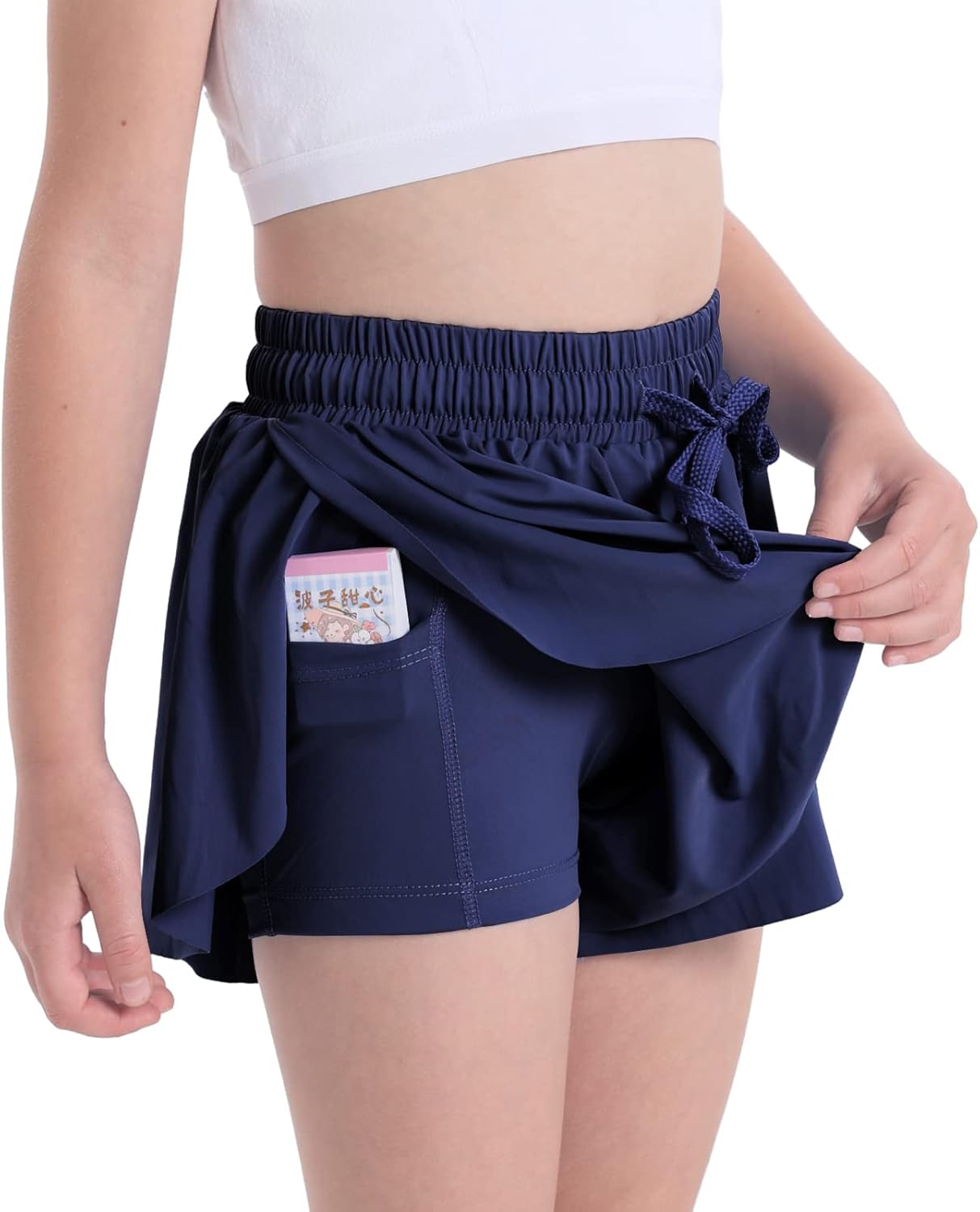3 Pack Girls Flowy Shorts 2 in 1 Butterfly Skirt Shorts with Pockets for Dance School Wear Running Gym Fitness Sleep - Image 2