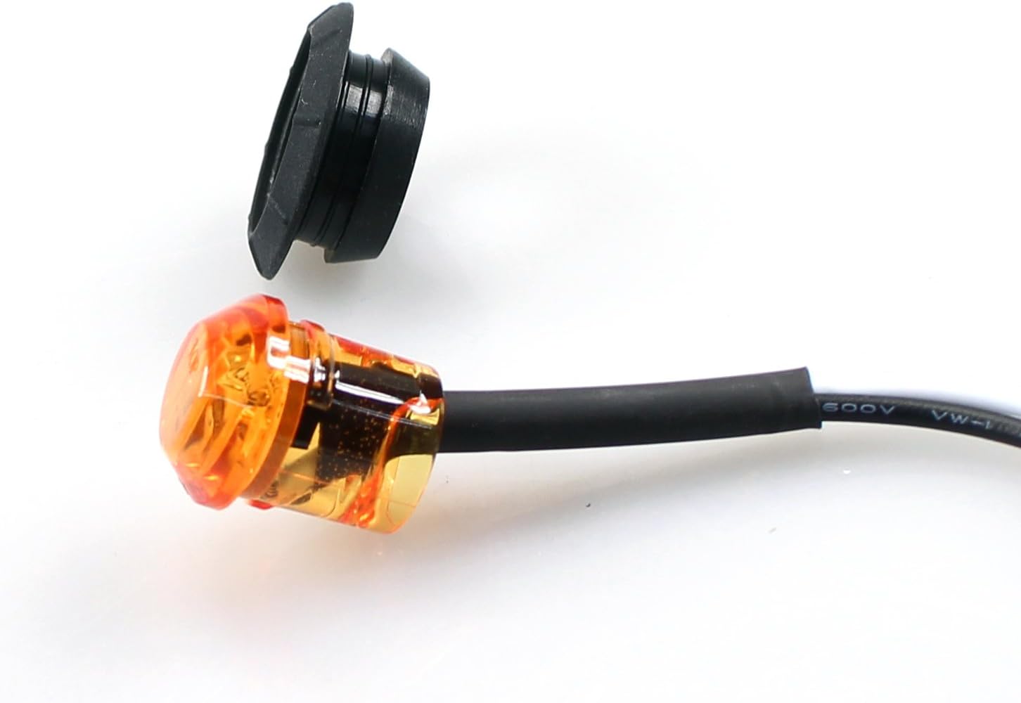 10 Pcs 3/4 Inch Mini 5 Amber + 5 Red Light Clearance Side Marker Indicator Lamp Bullet Sealed Button SMD for RV Trailer Truck Pickup Universal 12V DC 3LED