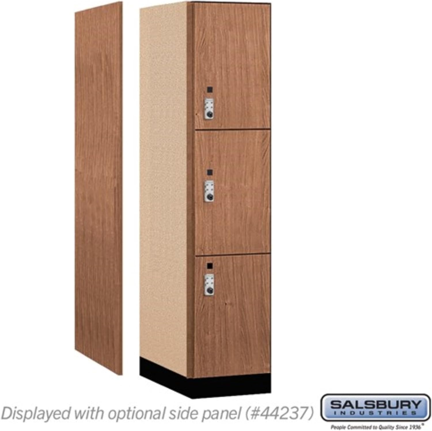 Salsbury 18" Wide Premier Wood Locker-Triple Tier-1 Wide-6 Feet High-24 Deep-Red Oak-Silver Resettable Combination Locks