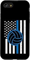 Vista 18 de US Flag Blue Line Volleyball Vintage Patriotic Police Cop Case for iPhone 17