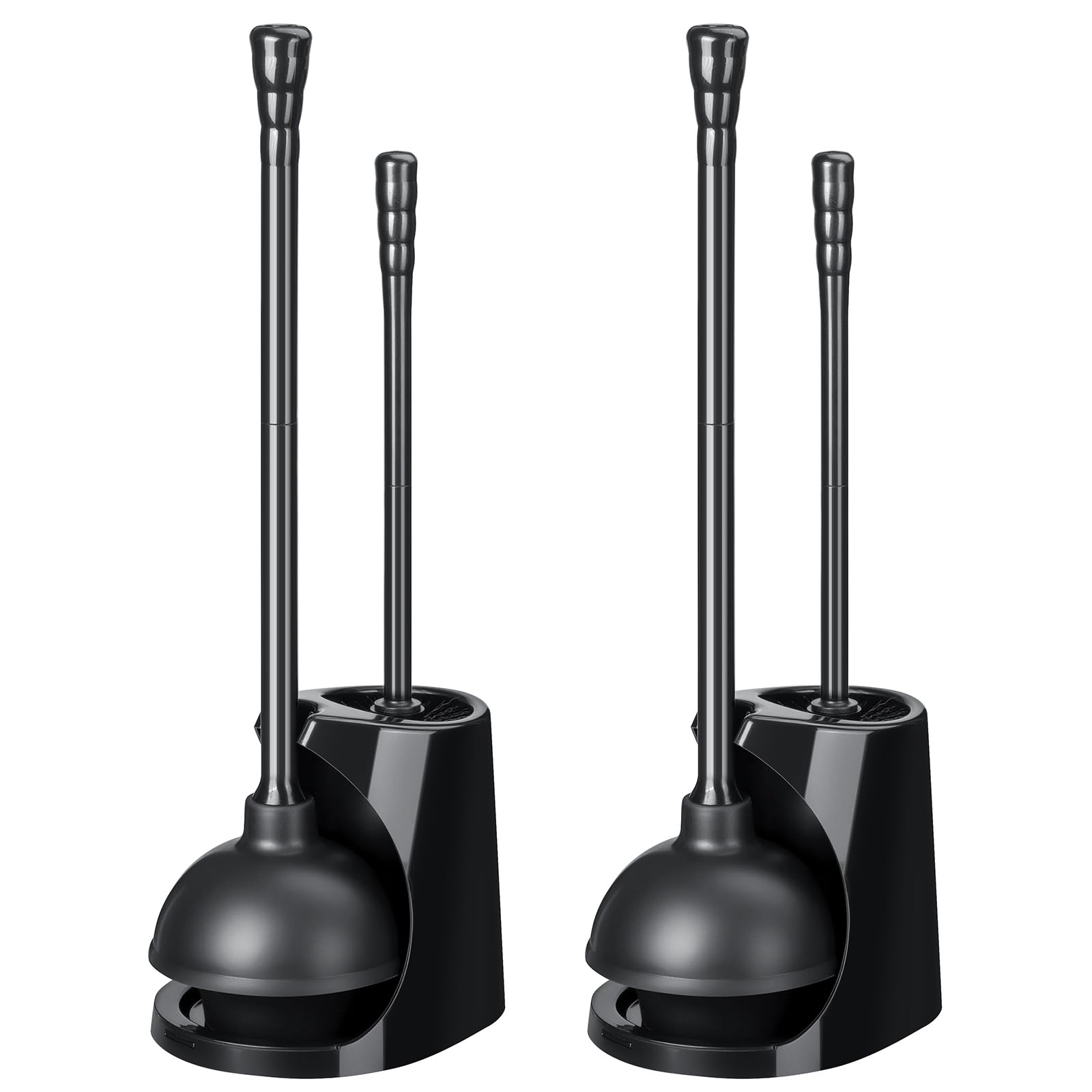 Déboucheur et brosse de salle de bain 2 en 1 Qaestfy avec support gain de place, lot de 2