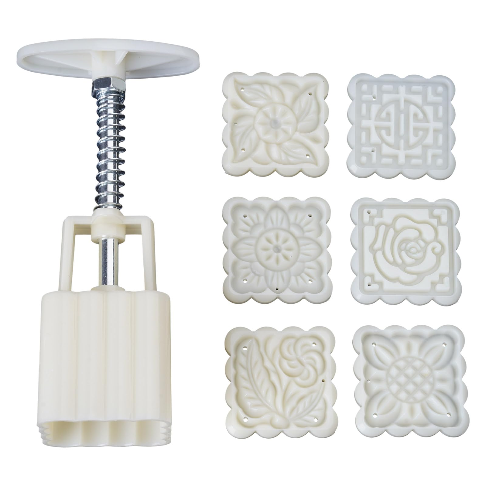 Zhouyqx As Shown Cookie Stamp 3D Square Flower Pattern Dessert Hand Pressure Dessert Maker Baking Tool For Midautumn Festival