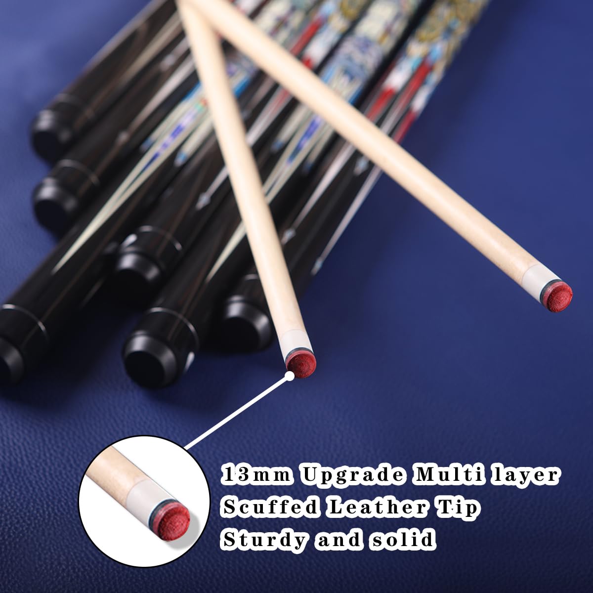 58 Inch13mm 19oz/20oz Maple Billiard Stick Pool Cue Set, Canadian Maple Professional Billiard Pool Cue Stick Set, Billiard Cue Stick