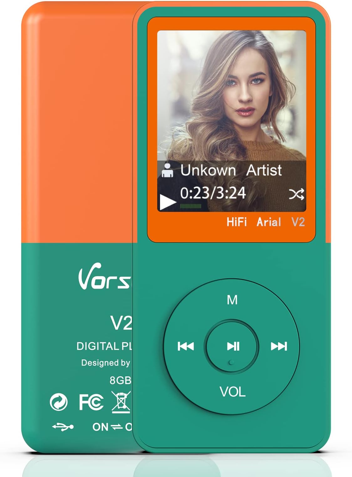 MP3 Player,Vorstik HIFI Touch Buttom Music Player,1.8 inch Digital Audio Player with FM Radio/Voice Recorder/Video Play/Text Reading,Long Playback Time, 8GB Expandable 128GB TF Card