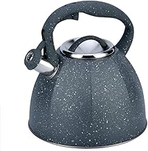 Chaleira assobiando de aço inoxidável de 3 litros Chaleira de chá assobiando - Moderno bule de chá assobiando de aço inoxidável para fogão com alça ergonômica de aderência fria, 3, 3 Practical