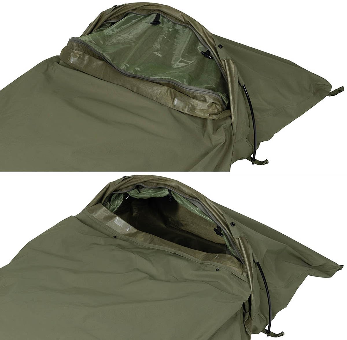 MFH Biwaksack Hooped Bivy mit Gestänge, 3-Lagen-Laminat, Wasserdicht, Atmungsaktiv, Oliv, 235 x 70/95 x 45 cm