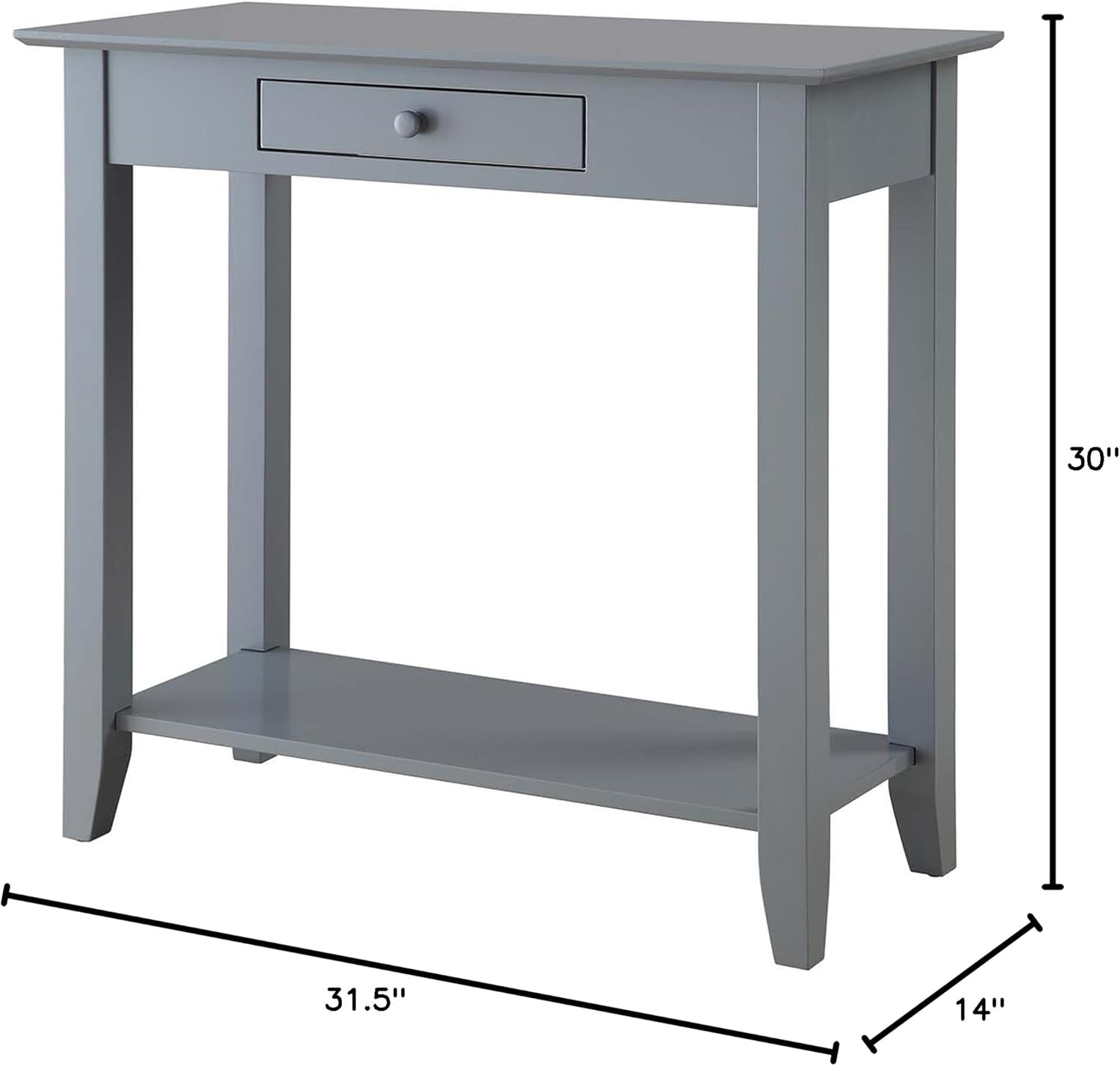 Convenience Concepts American Heritage Hall Table with Drawer and Shelf, Gray