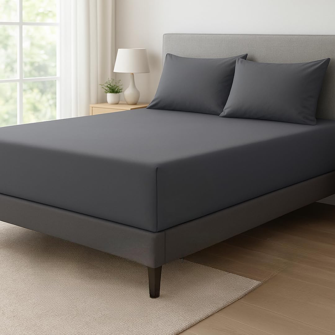 Deep Fitted Sheet – 40cm Extra Deep Pocket – Fully Elastic – Soft Brushed Microfibre...