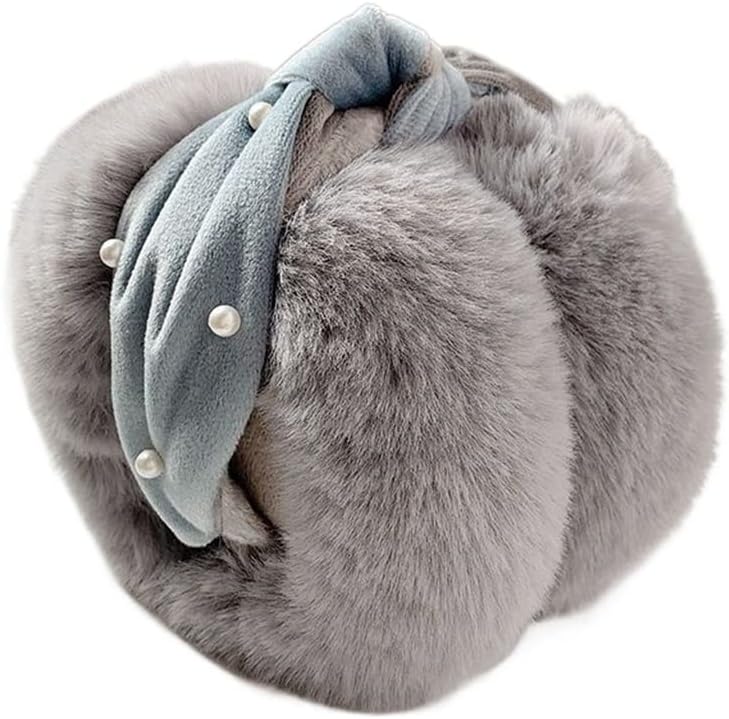 Cute Rabbit Ears Bowknot Earmuffs for Ladies Winter Imitation Super Large Ear Warmer Cover Headband