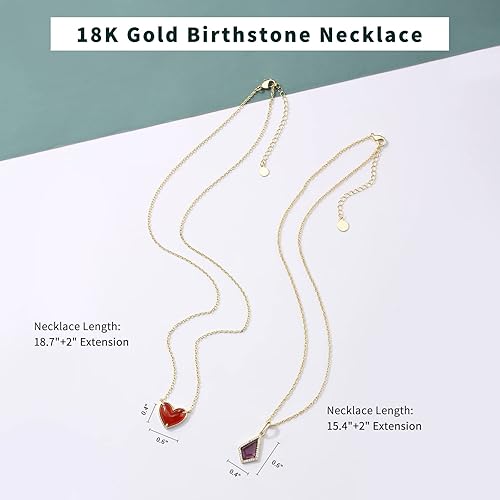 Miniatura 4 de Collar con colgante de piedra natal para mujer, amatista, esmeralda, aguamarina azul, zafiro, ópalo, collar de cristal de corazón rojo